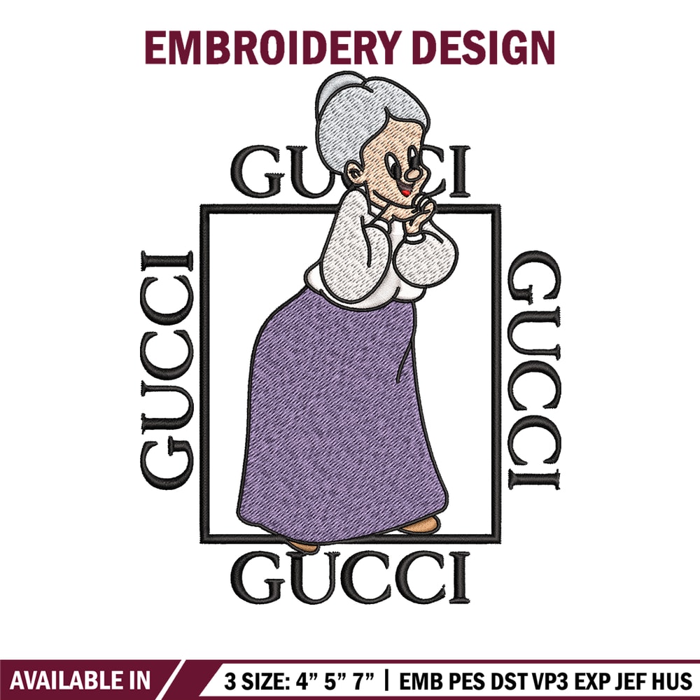 Granny Gucci Embroidery design, Granny Gucci Embroidery, cartoon design, Embroidery File, Gucci logo, Digital download..jpg