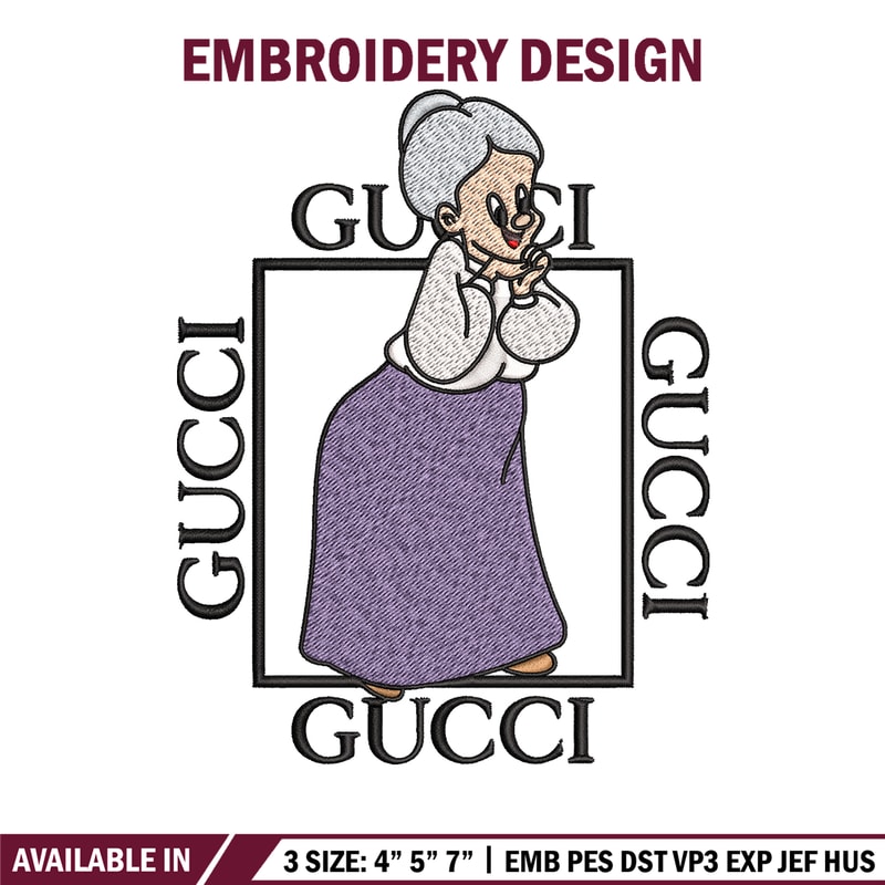 Granny Gucci Embroidery design, Granny Gucci Embroidery, cartoon design, Embroidery File, Gucci logo, Digital download..jpg