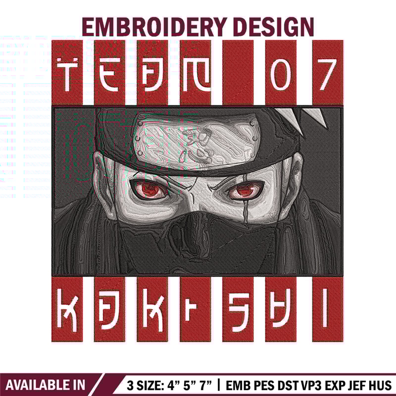 Hatake Kakashi Embroidery Design, Naruto Embroidery, Embroidery File, Anime Embroidery, Anime shirt,Digital download.jpg