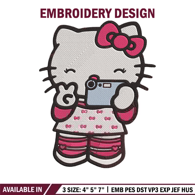 Hello kitty selfie Embroidery Design, Hello kitty Embroidery, Embroidery File, Anime Embroidery, Digital download.jpg