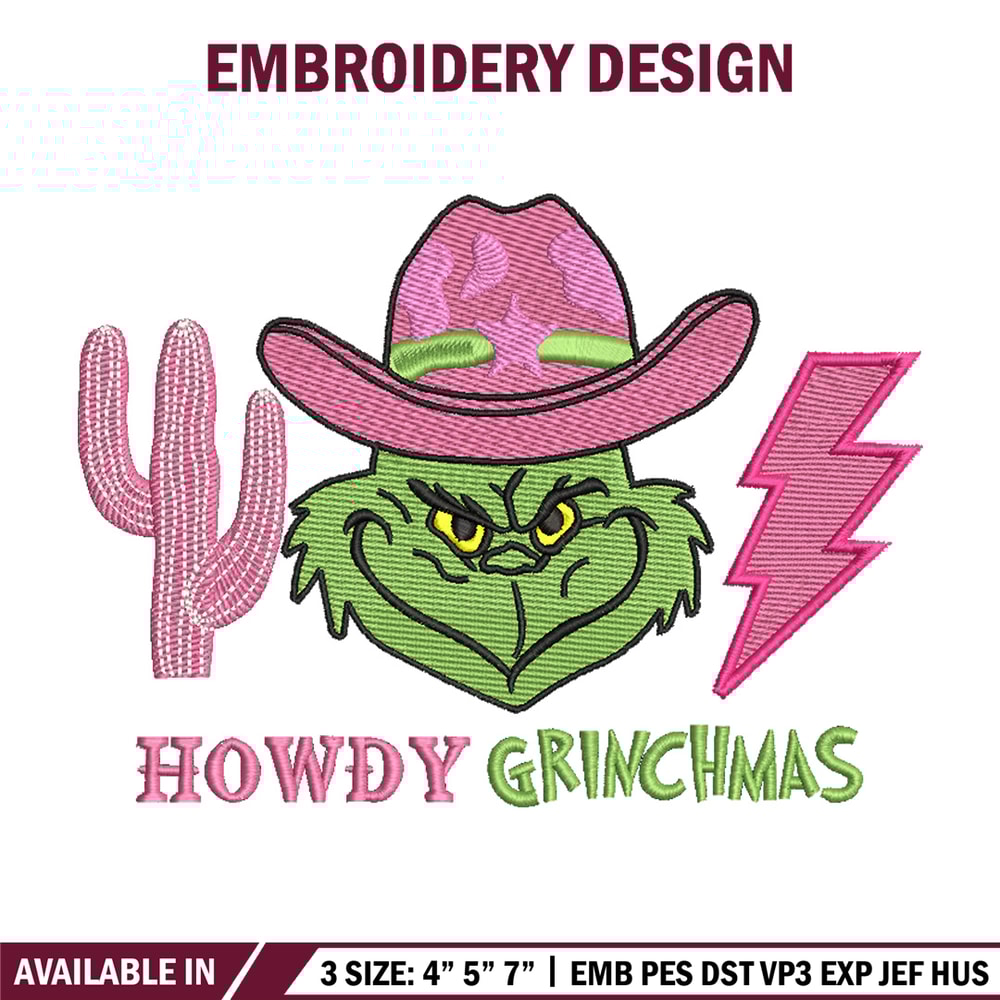 Howdy grinch embroidery design, Grinch embroidery, Chrismas design,Embroidery shirt, Embroidery file, Digital download.jpg