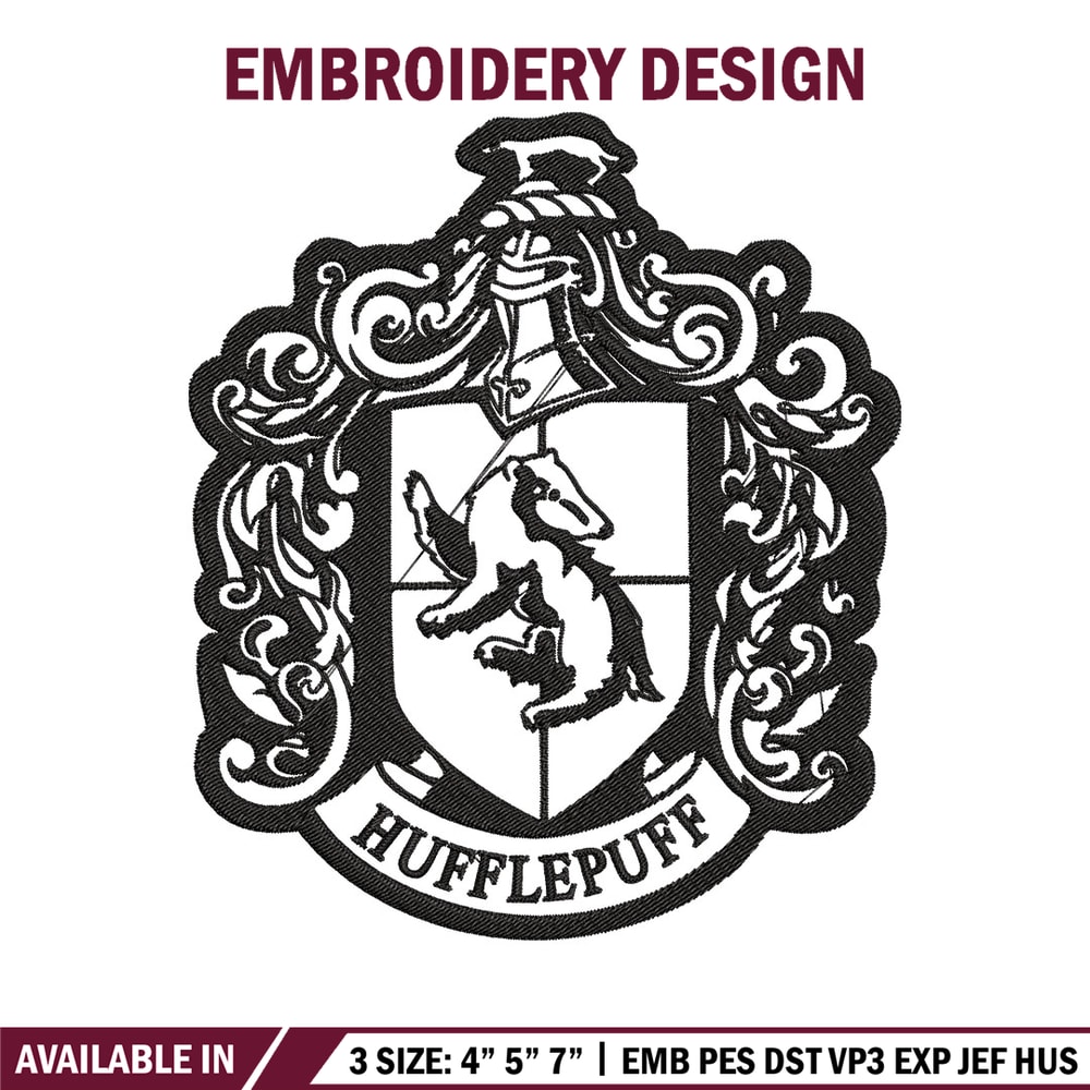 Hufflepuff Crest Embroidery Design, logo Embroidery, Embroidery File, logo shirt, Embroidery design, Digital download..jpg