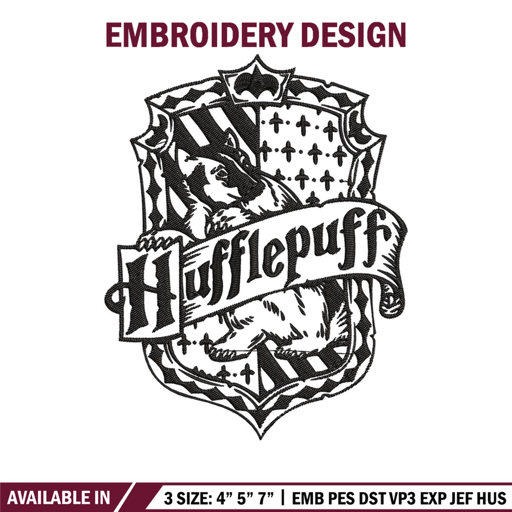 Hufflepuff Embroidery Design, logo Embroidery, Embroidery File, logo shirt, Embroidery design, Digital download..jpg