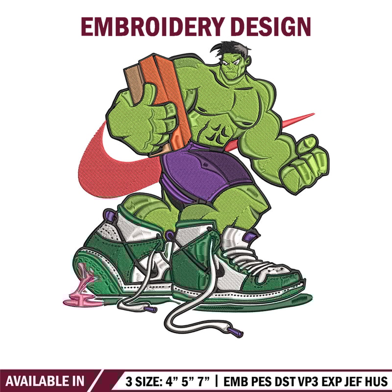 Hulk x nike Embroidery Design, Marvel Embroidery, Embroidery File, Nike Embroidery, Anime shirt, Digital download.jpg