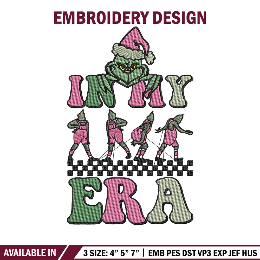 In my era Embroidery Design, Grinch Embroidery, Embroidery File, Chrismas Embroidery, Anime shirt, Digital download.jpg