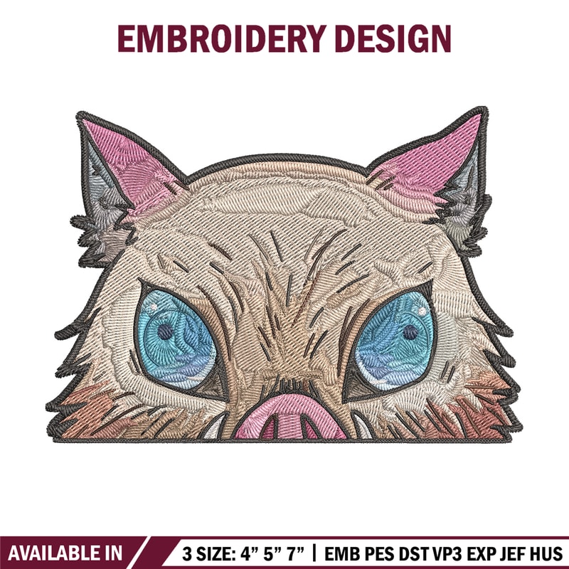 Inosuke Peeker Embroidery Design, Demon slayer Embroidery, Embroidery File, Anime Embroidery, Digital download..jpg