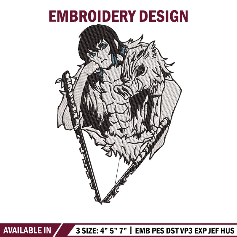 Inosuke poster Embroidery Design,Demon slayer Embroidery,Embroidery File,Anime Embroidery,Anime shirt, Digital download..jpg