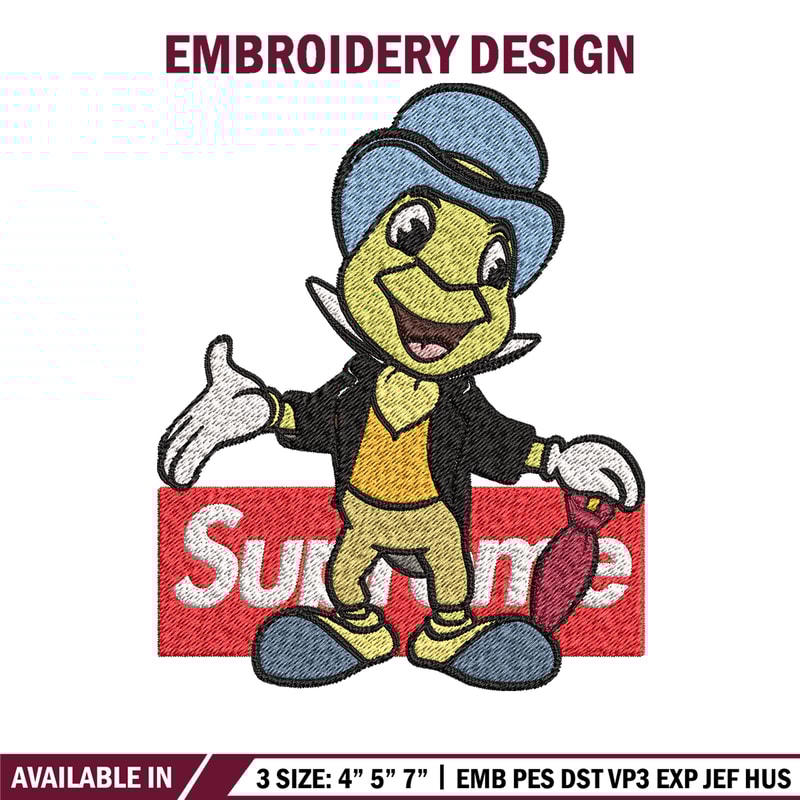 Jimimy cricket supreme Embroidery design, Jimimy cricket Embroidery, cartoon design, Embroidery File, Instant download.jpg