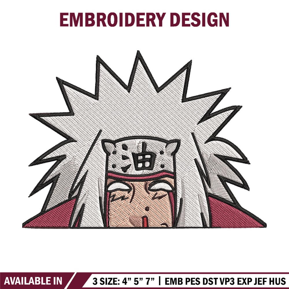 Jiraiya Peeker Embroidery Design, Naruto Embroidery, Embroidery File, Anime Embroidery, Anime shirt, Digital download.jpg