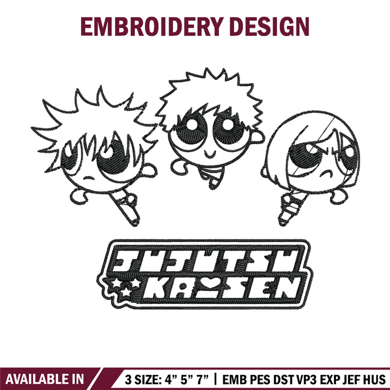 Jujutsu chibi Embroidery Design, Jujutsu Embroidery, Embroidery File, Nike Embroidery, Anime shirt, Digital download.jpg