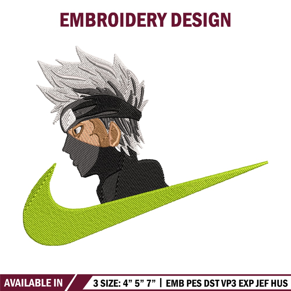 Kakashi Nike embroidery design, Naruto embroidery, nike design, anime design, anime shirt, Digital download.jpg