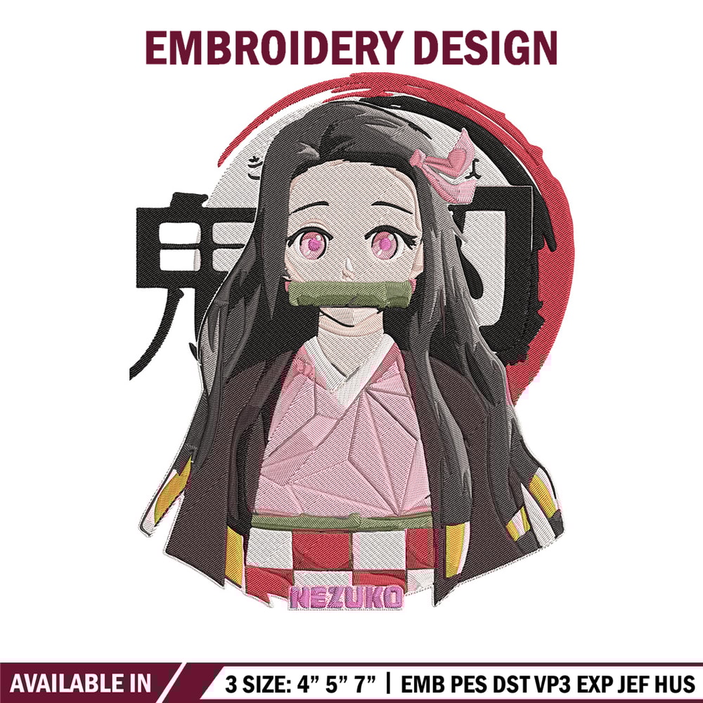 Kamado nezuko Embroidery Design, Demon slayer Embroidery, Embroidery File, Anime Embroidery, Digital download.jpg