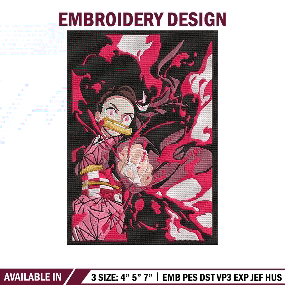 Kamado nezuko poster Embroidery Design, Demon slayer Embroidery, Embroidery File, Anime Embroidery, Digital download.jpg