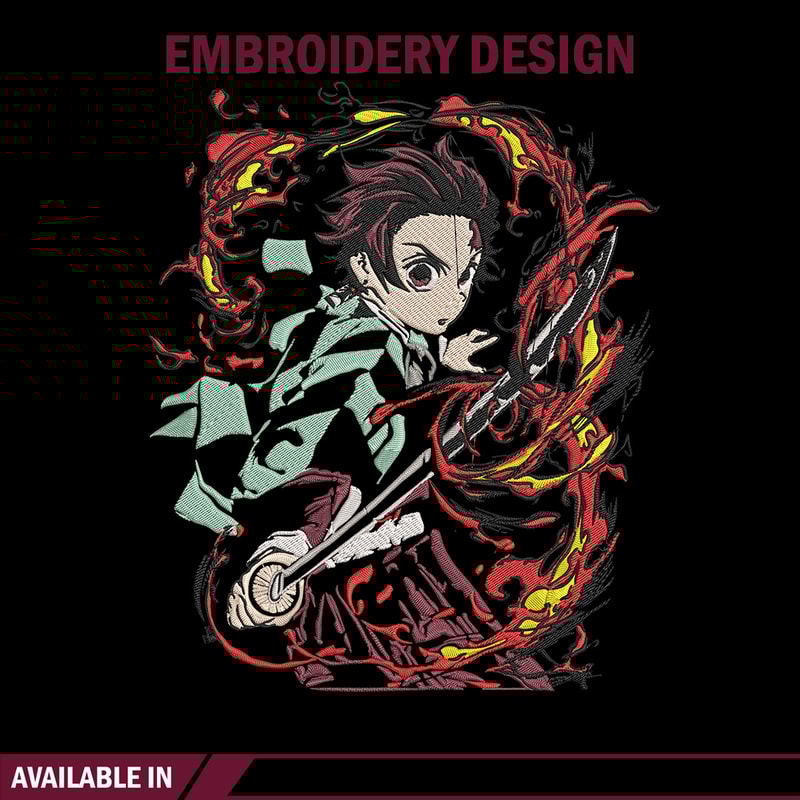 Kamado Tanjiro Embroidery Design, Demon slayer Embroidery, Embroidery File, Anime Embroidery, Digital download..jpg