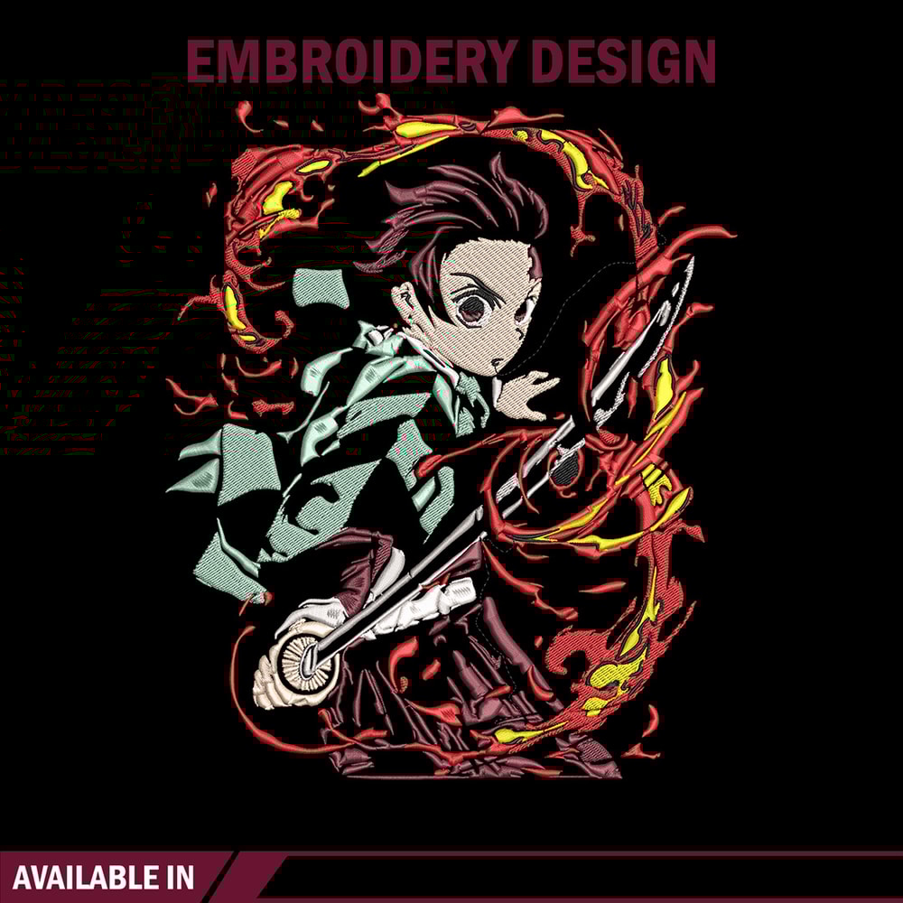 Kamado Tanjiro Embroidery Design, Demon slayer Embroidery, Embroidery File, Anime Embroidery,Digital download..jpg