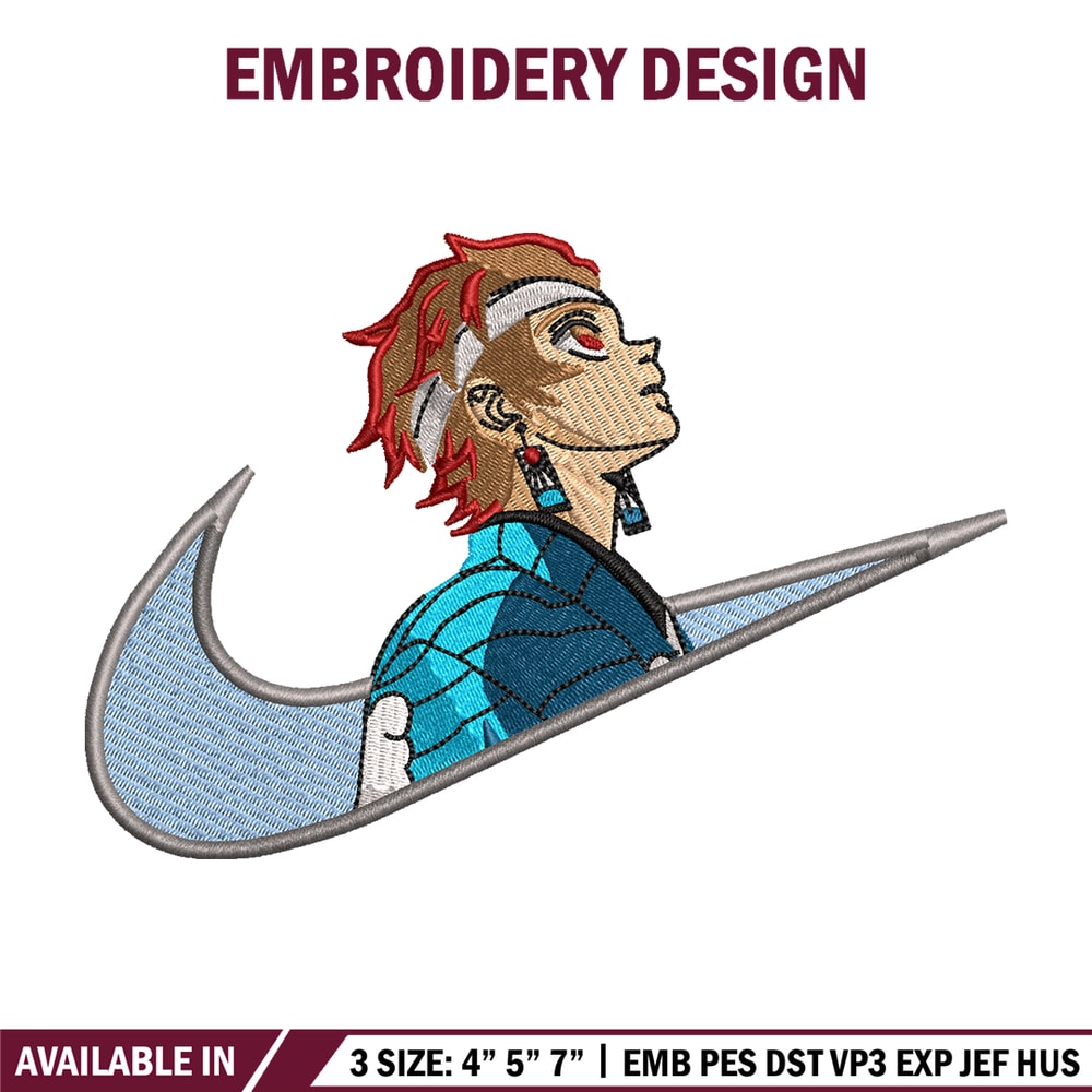 Kamado Tanjiro Nike embroidery design, Kimetsu no Yaiba embroidery, Nike design, anime design, Digital download.jpg