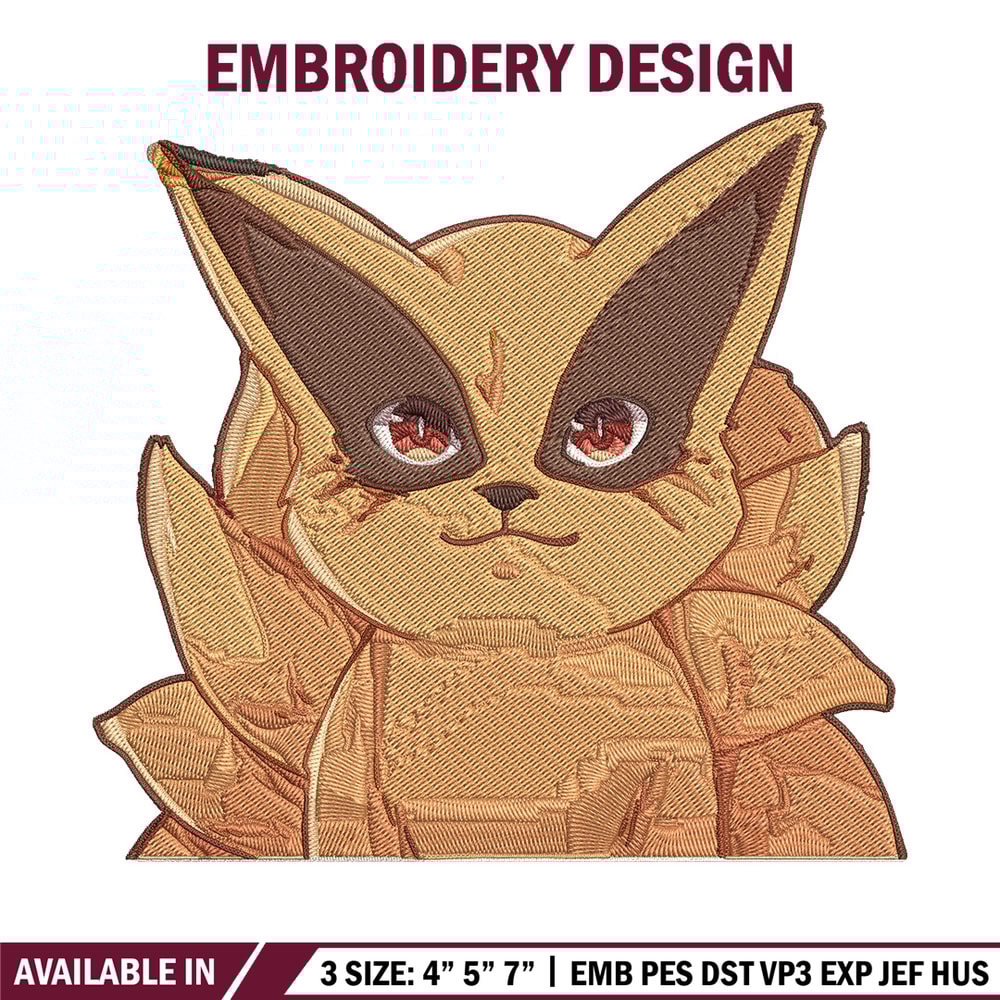 Kurama chibi Embroidery Design, Naruto Embroidery, Embroidery File, Anime Embroidery, Anime shirt, Digital download.jpg