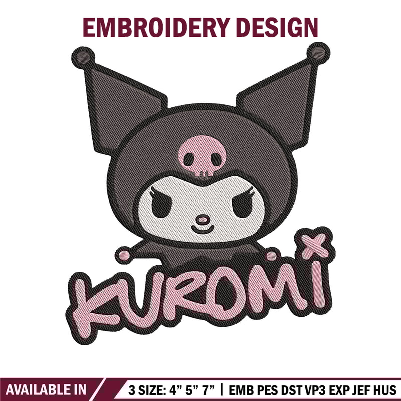 Kuromi logo Embroidery Design, Hello kitty Embroidery, Embroidery File, Anime Embroidery, Anime shirt, Digital download..jpg