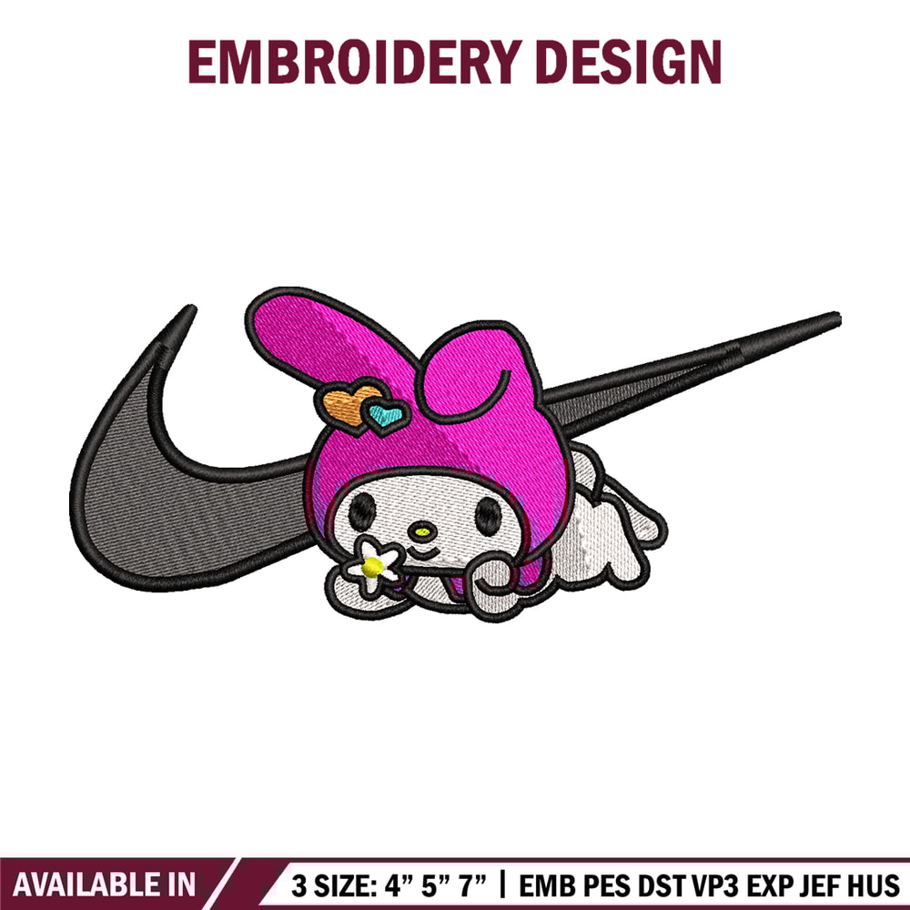 Kuromi Nike embroidery design, Hello kitty embroidery, Nike design, cartoon design, cartoon shirt, Digital download.jpg