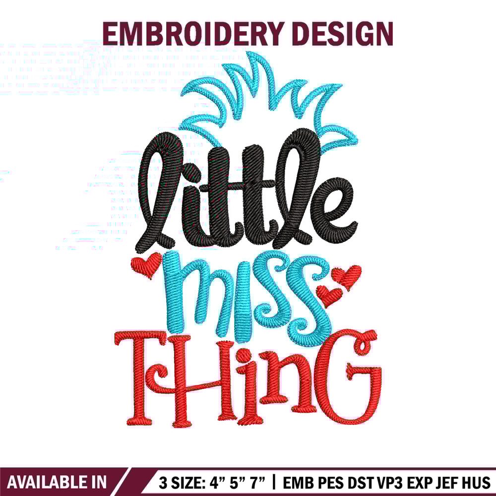 Little Miss Thing Dr Seuss Embroidery Design, Little Miss Thing Dr Seuss Embroidery, Embroidery File, Digital download.jpg
