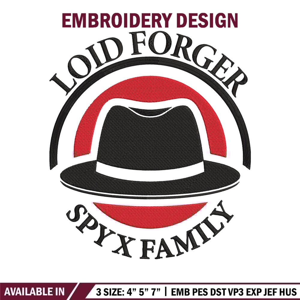 Logo Loid hat Embroidery Design, Spy x family Embroidery, Embroidery File, Anime Embroidery,Anime shirt,Digital download.jpg