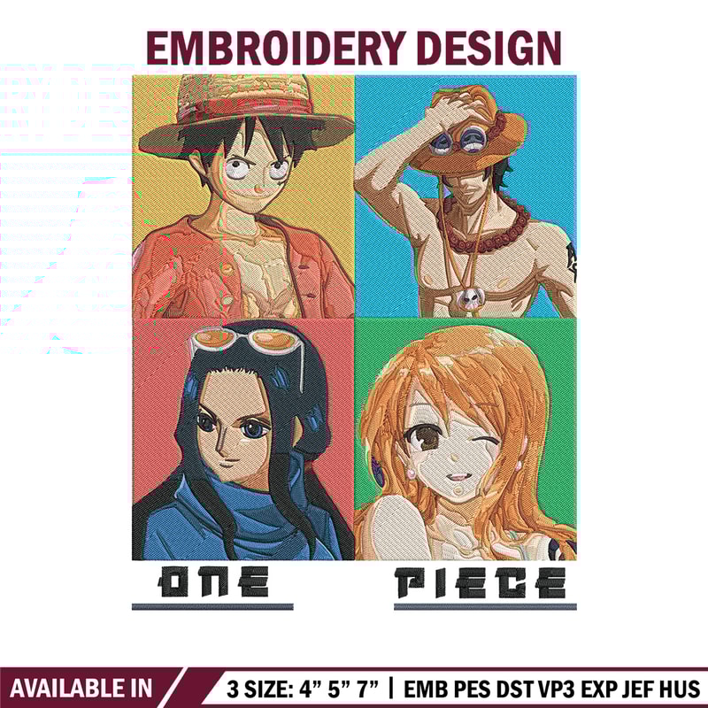 Luffy friends Embroidery Design, One piece Embroidery, Embroidery File, Anime Embroidery, Anime shirt, Digital download..jpg