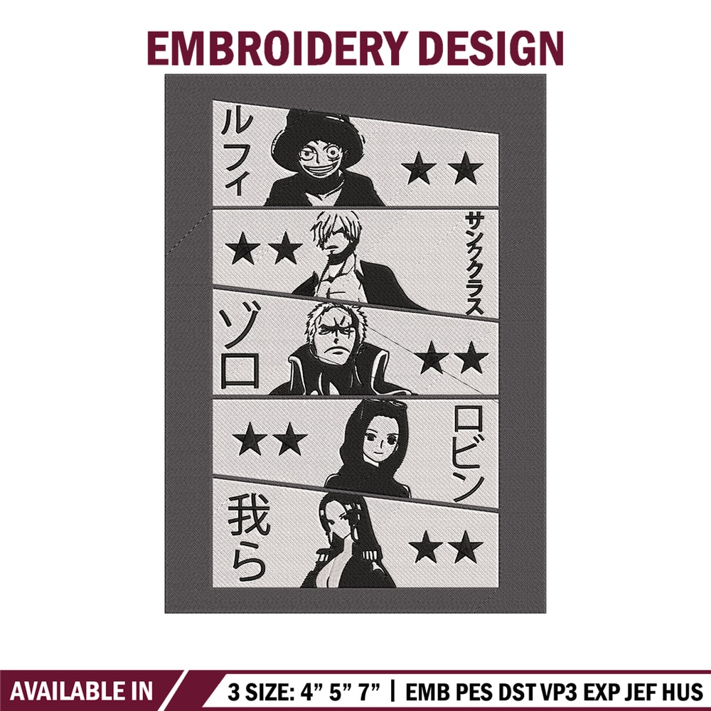 Luffy friends Embroidery Design, One piece Embroidery, Embroidery File, Anime Embroidery, Anime shirt, Digital download.jpg
