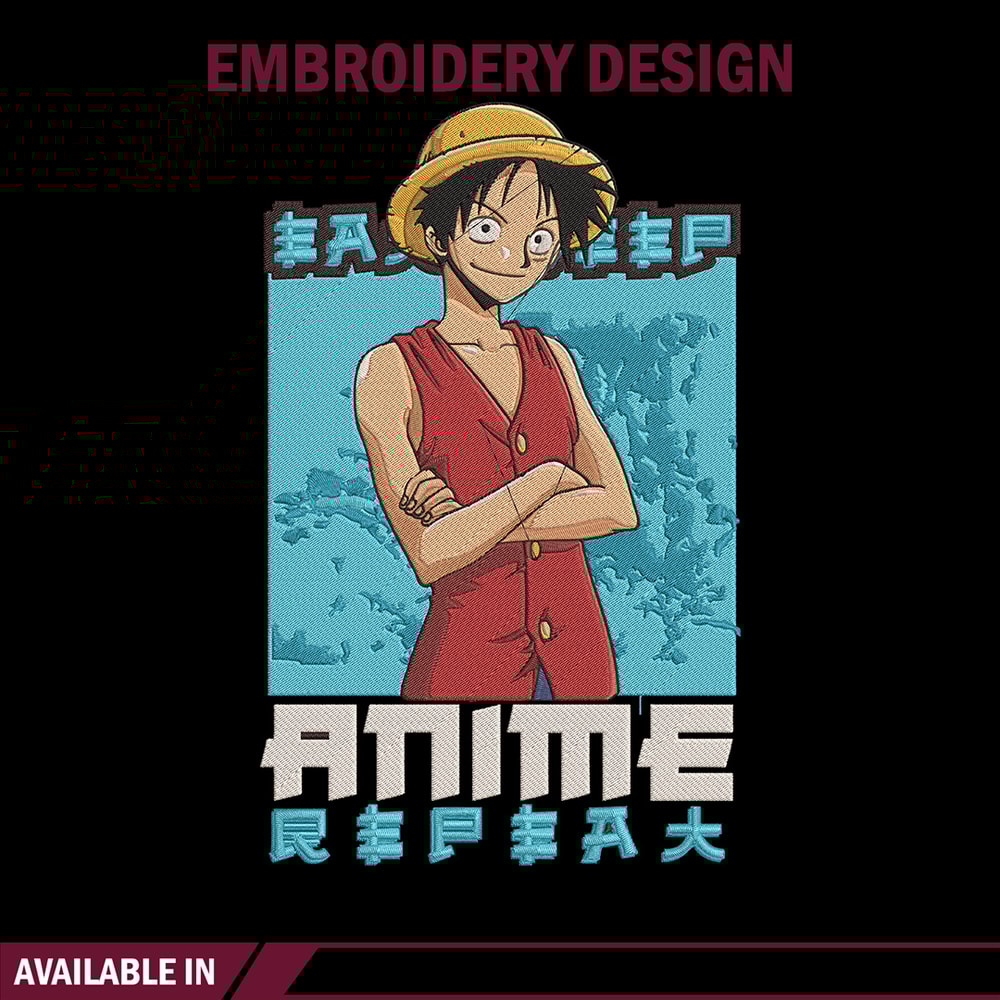 Luffy poster Embroidery Design, One piece Embroidery, Embroidery File, Anime Embroidery, Anime shirt,Digital download.jpg