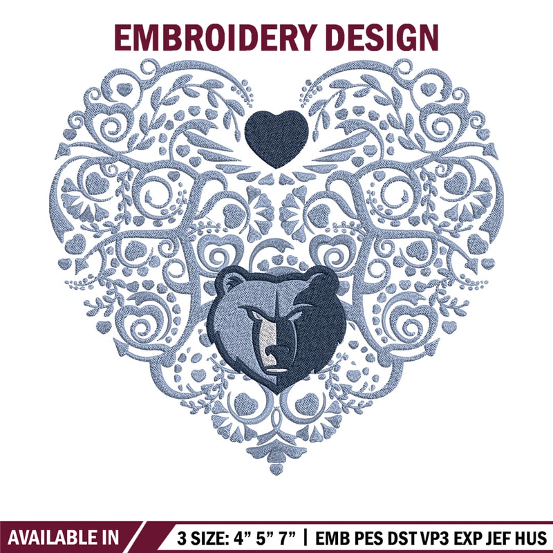 Memphis Grizzlies heart embroidery design, NBA embroidery, Sport embroidery,Embroidery design, Logo sport embroidery.jpg