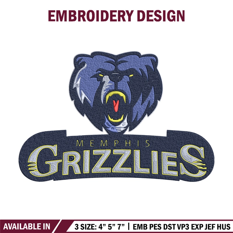 Memphis Grizzlies logo embroidery design, NBA embroidery, Sport embroidery,Embroidery design, Logo sport embroidery..jpg
