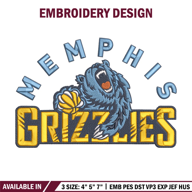Memphis Grizzlies logo embroidery design, NBA embroidery,Sport embroidery,Embroidery design, Logo sport embroidery..jpg