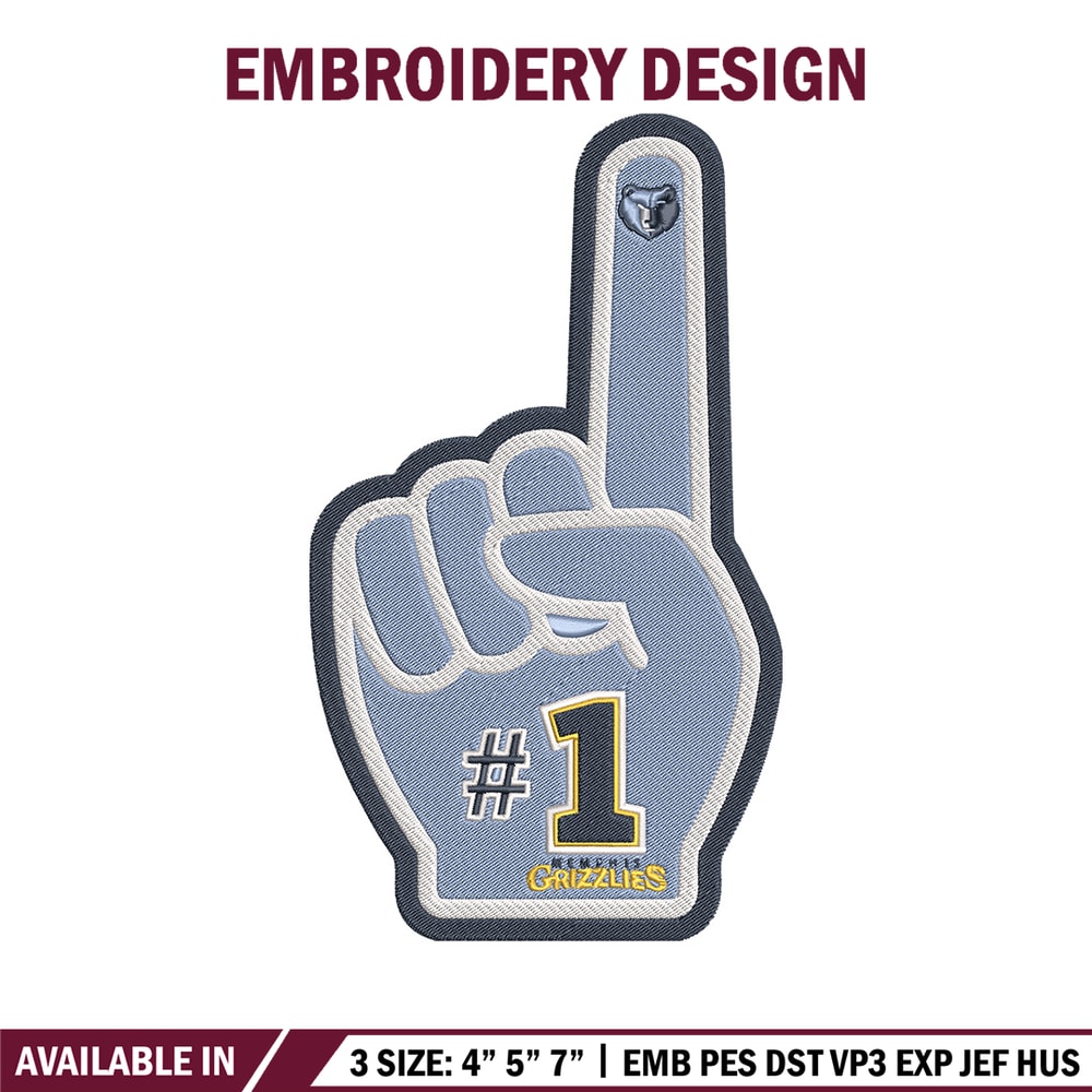 Memphis Grizzlies no 1 embroidery design,NBA embroidery,Sport embroidery,Embroidery design, Logo sport embroidery..jpg