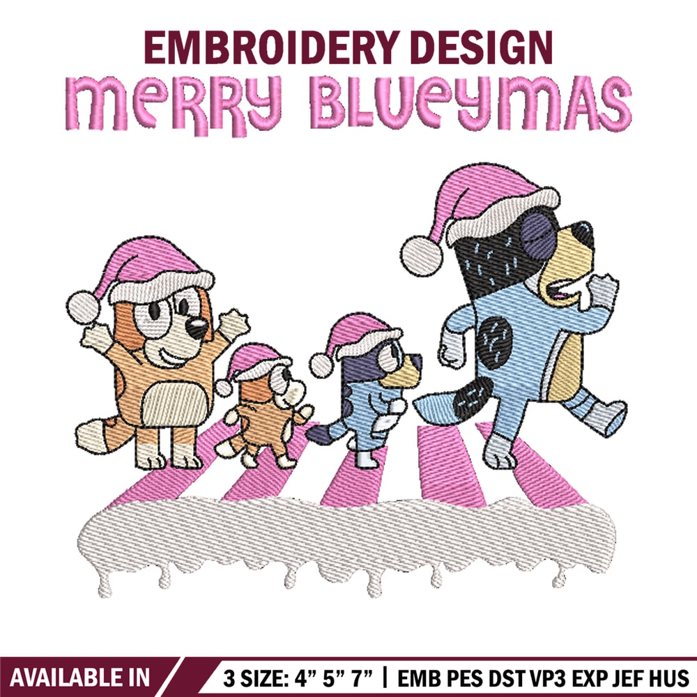 Merry blueymas embroidery design, Bluey embroidery, Chrismas design, Embroidery file, Embroidery shirt, Digital download.jpg