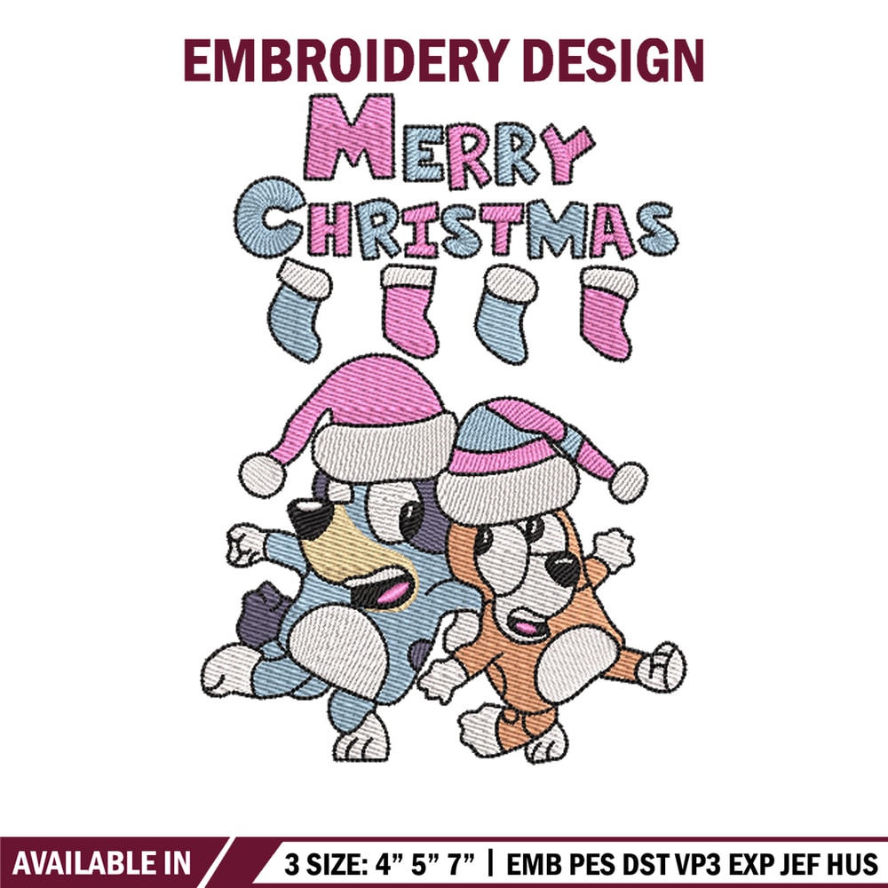Merry chrismas embroidery design, Bluey embroidery, Chrismas design, Embroidery file, Embroidery shirt, Digital download.jpg