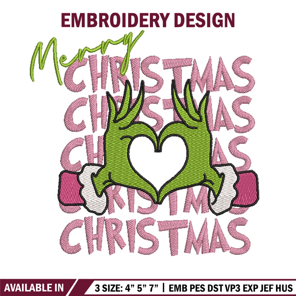 Merry chrismas embroidery design, Grinch embroidery, Chrismas design,Embroidery shirt, Embroidery file, Digital download.jpg