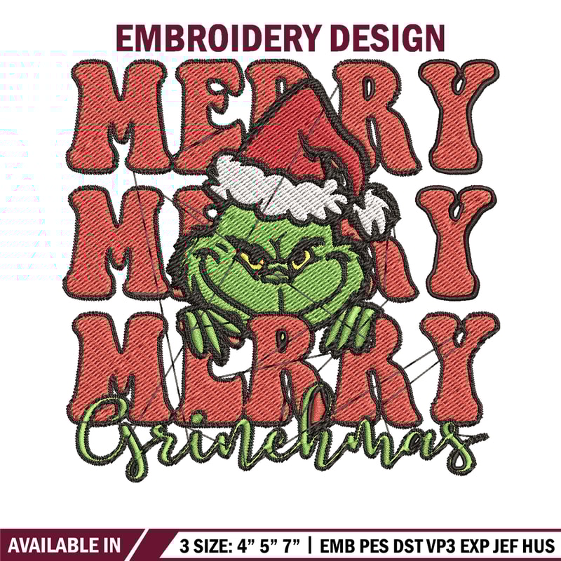 Merry Christmas Grinch Embroidery design, Grinch christmas Embroidery, logo design, Embroidery File, Instant download..jpg