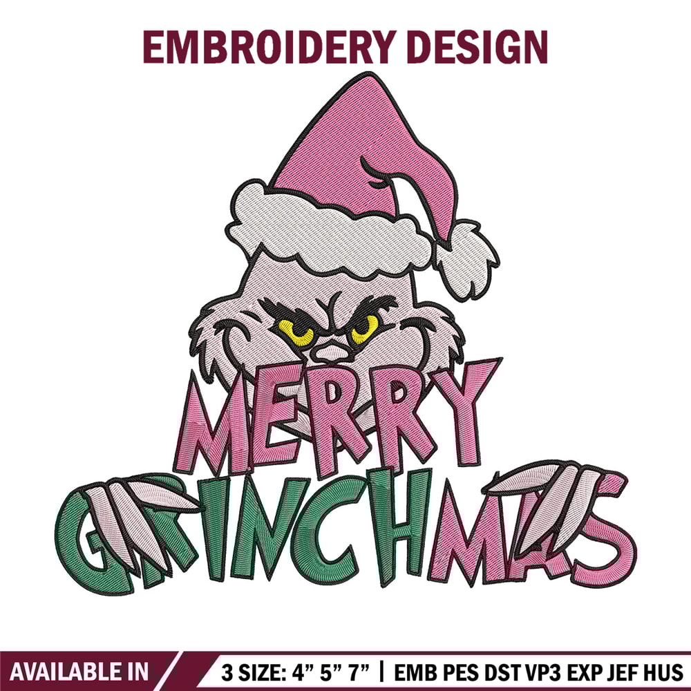 Merry Grinchmas Embroidery Design, Grinch Embroidery,Embroidery File, Chrismas Embroidery, Anime shirt, Digital download.jpg