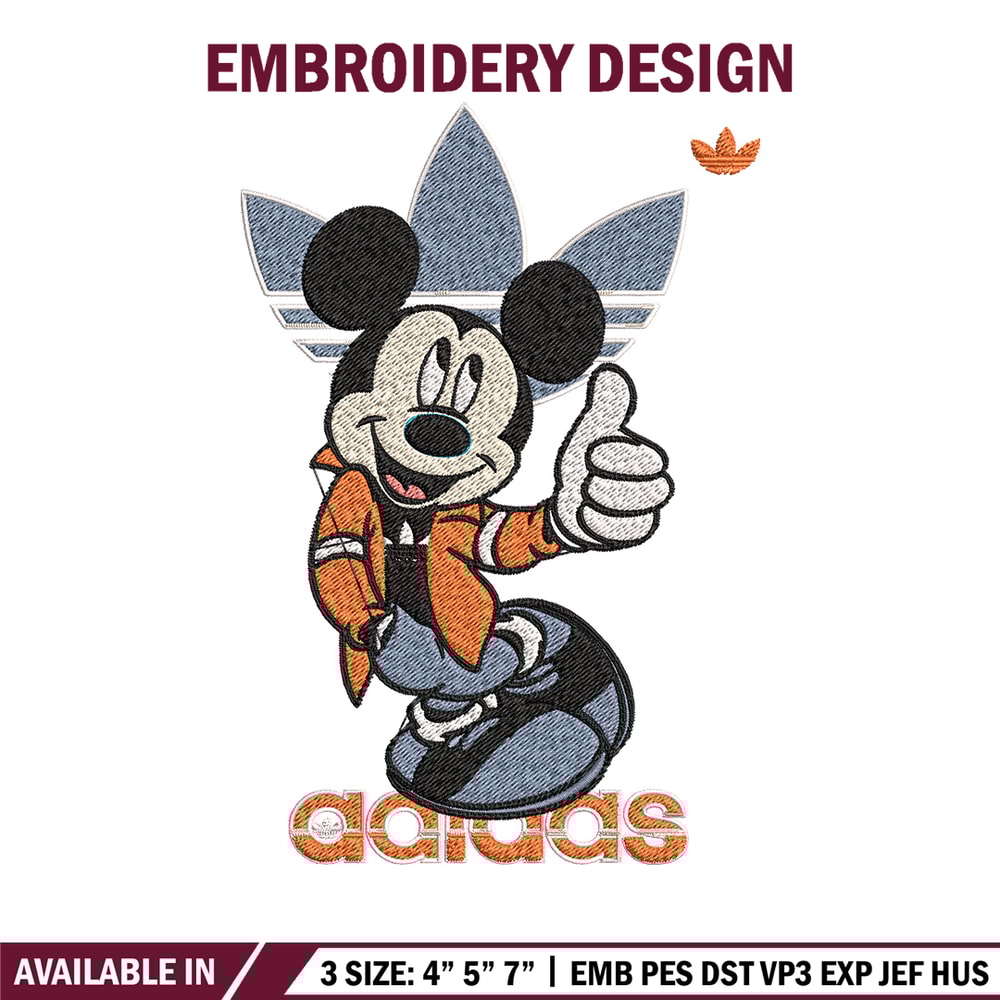 Mickey adidas Embroidery Design, Adidas Embroidery, Brand Embroidery, Embroidery File, Logo shirt, Digital download.jpg