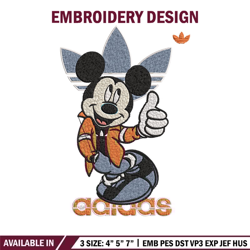 Mickey adidas Embroidery Design, Adidas Embroidery, Brand Embroidery, Embroidery File, Logo shirt, Digital download.jpg