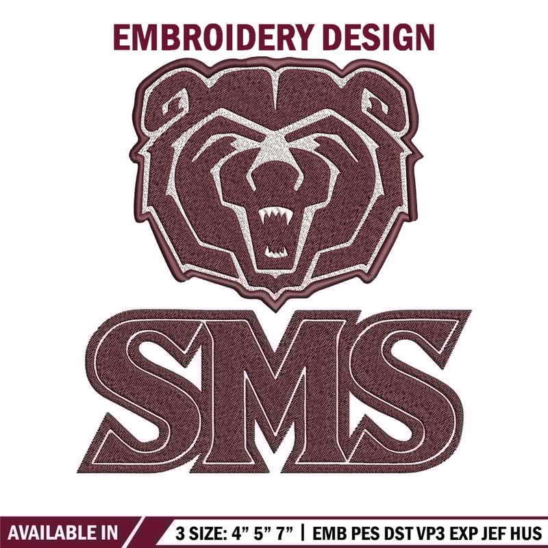 Missouri State logo embroidery design, College embroidery, Sport embroidery, logo sport embroidery, Embroidery design.jpg