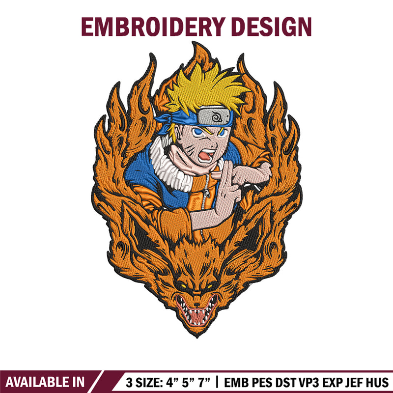 Naruto kurama Embroidery Design, Naruto Embroidery, Embroidery File, Anime Embroidery, Anime shirt, Digital download.jpg