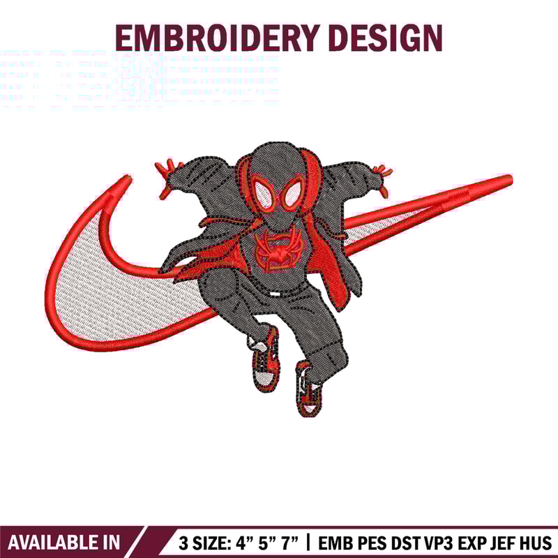 Nike Black Spiderman embroidery design, Black Spiderman embroidery, Nike design, movie design, Digital download.jpg