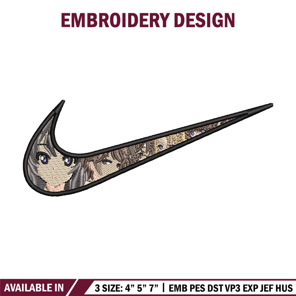Nike mai embroidery design, Seishun Buta embroidery, Nike design,Embroidery file,Embroidery shirt,Digital download.jpg