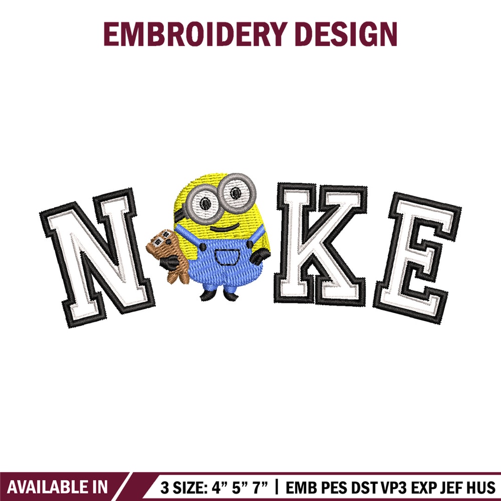 Nike minion embroidery design, Minion embroidery, Nike design, Embroidery shirt, Embroidery file, Digital download.jpg
