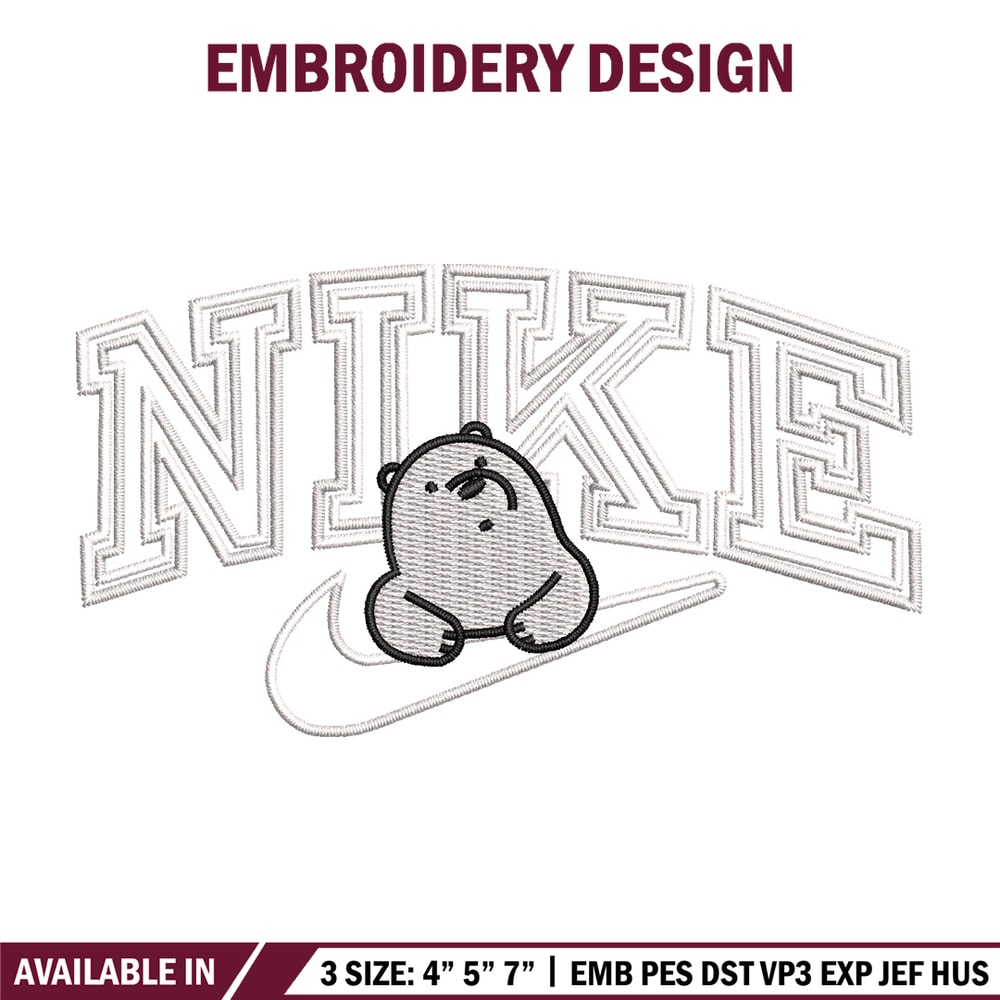 Nike white bear embroidery design, Cartoon embroidery, Nike design, Embroidery shirt, Embroidery file,Digital download.jpg