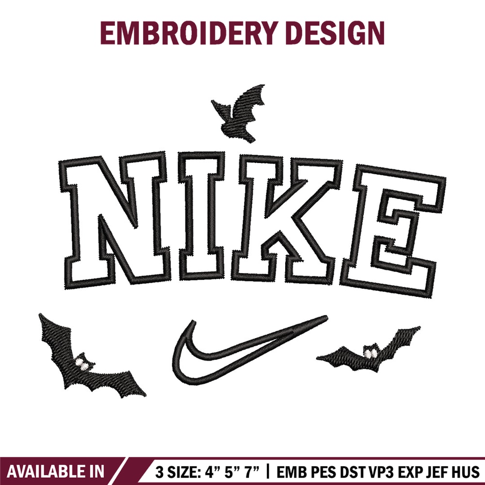 Nike x bat embroidery design, Bat embroidery, Nike design, Embroidery shirt, Embroidery file,Digital download.jpg