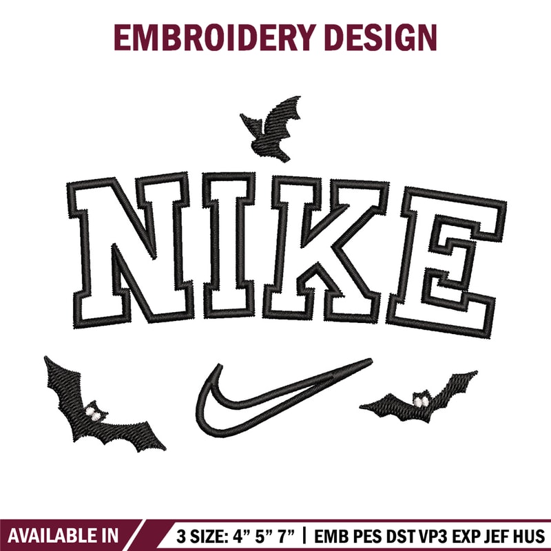Nike x bat embroidery design, Bat embroidery, Nike design, Embroidery shirt, Embroidery file,Digital download.jpg