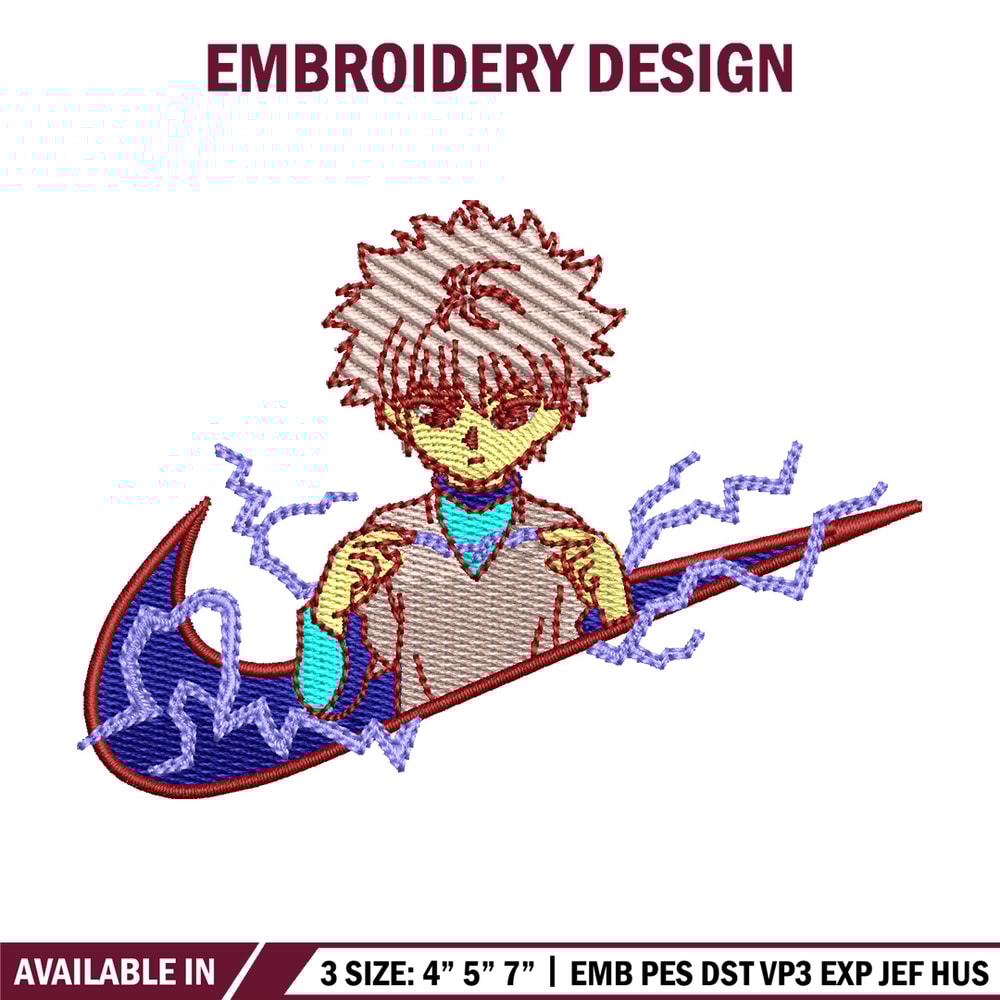 Nike x killua embroidery design, Hxh embroidery, Nike design, Embroidery shirt, Embroidery file, Digital download.jpg