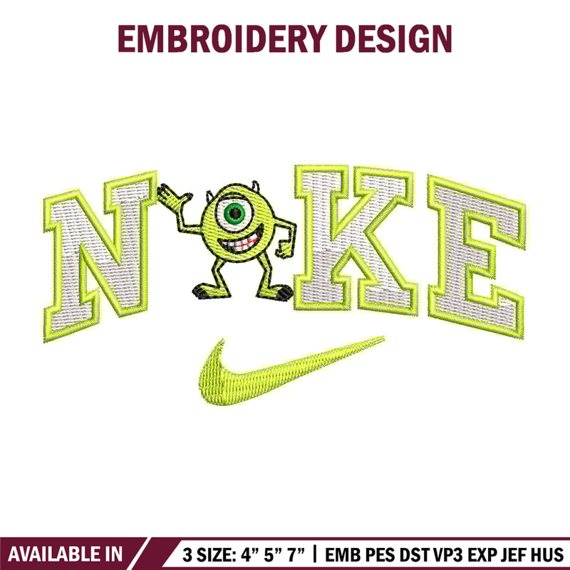 Nike x mike embroidery design, Disney embroidery, Nike design, Embroidery shirt, Embroidery file, Digital download.jpg