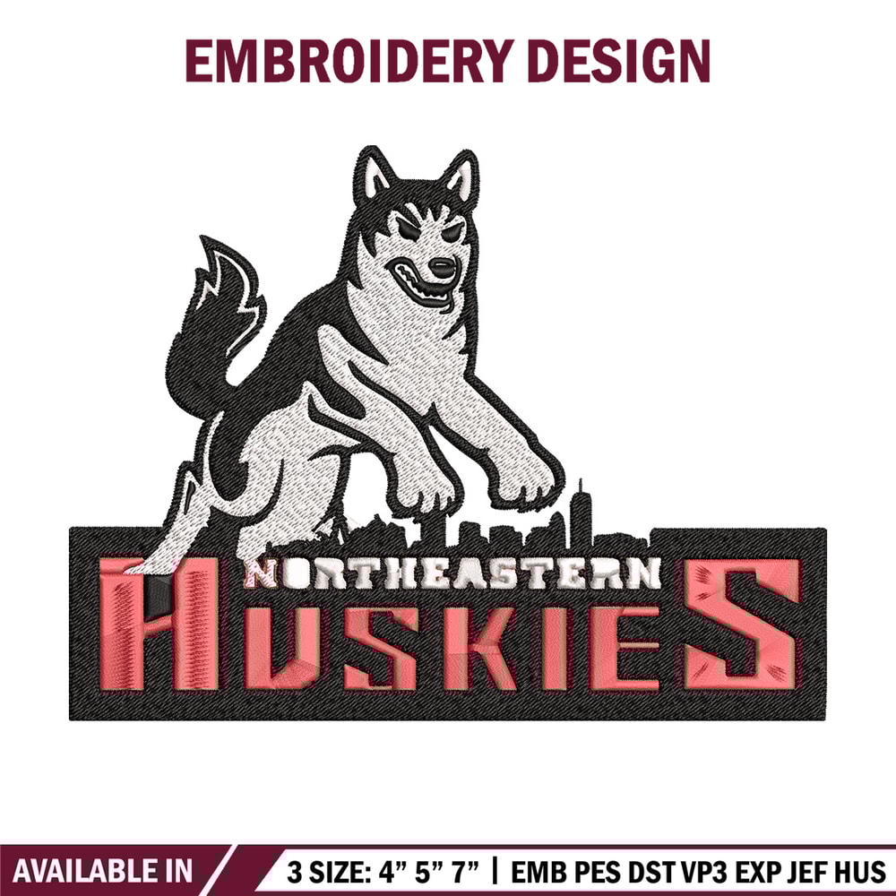 Northeastern Logo embroidery design, Logo embroidery, Sport embroidery, logo sport embroidery, Embroidery design.jpg
